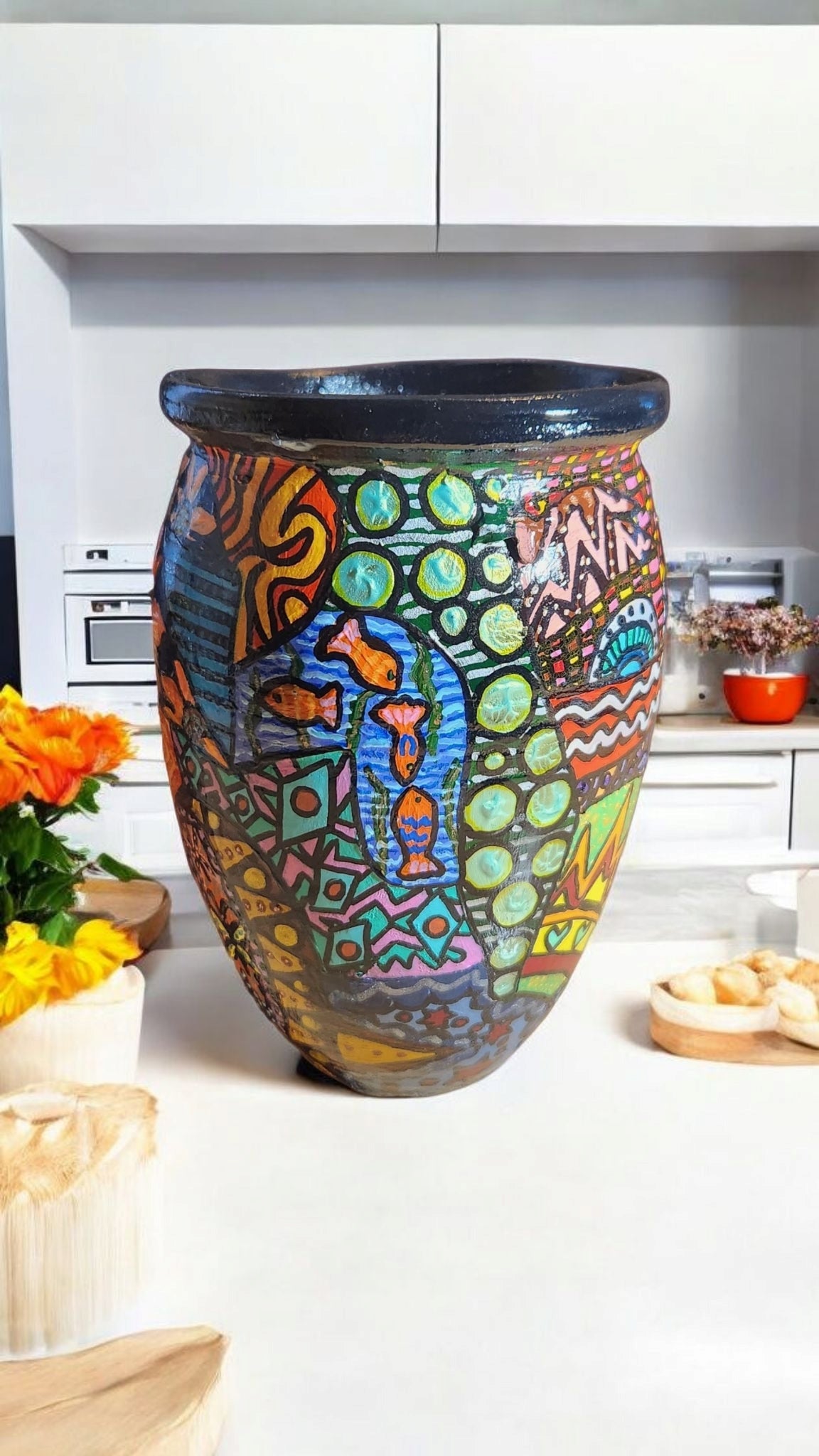 Handpainted Terra Cotta Vase