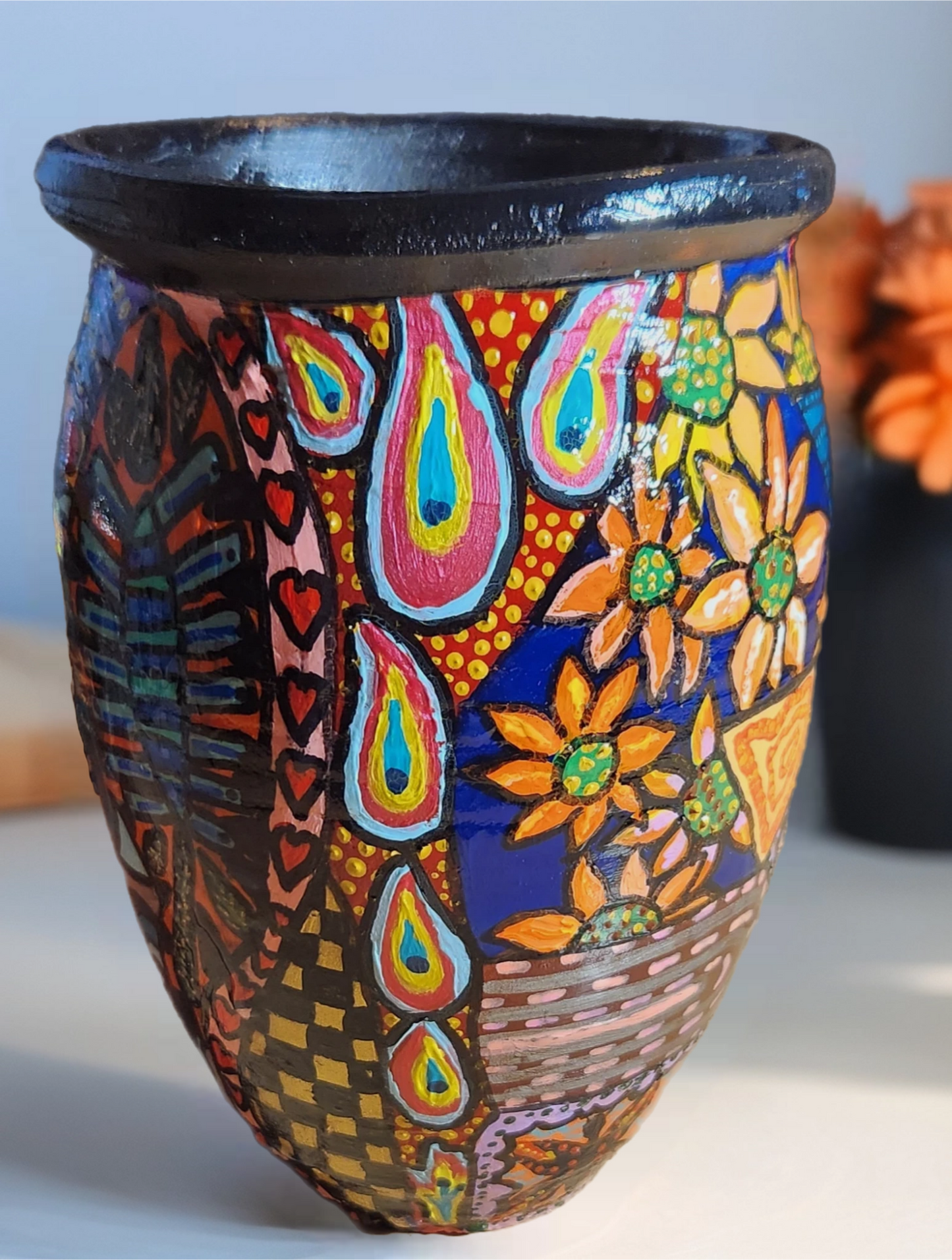 Handpainted Terra Cotta Vase