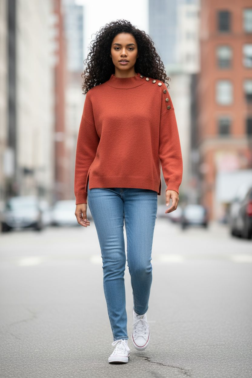 Up-cycled Rust Color Fall Sweater
