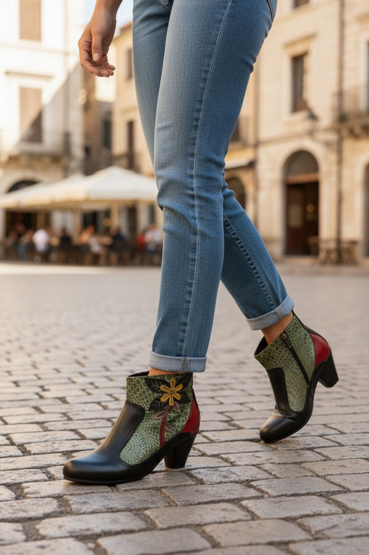Up-cycled L'Artiste Handpainted Ankle Boots