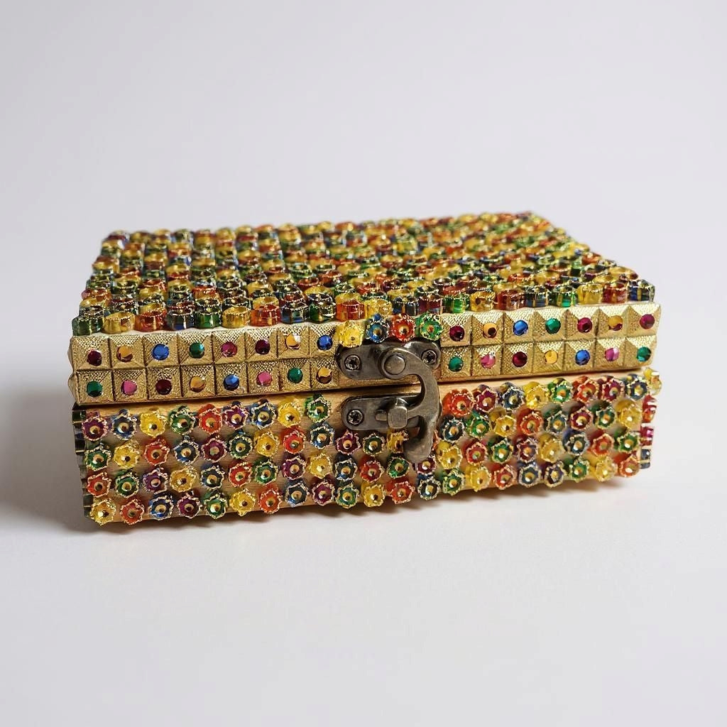 Custom Gold Beaded Memory Box
