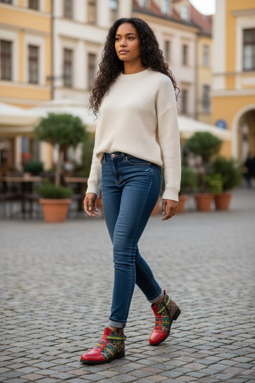 Up-cycled Handpainted Ankle Boots