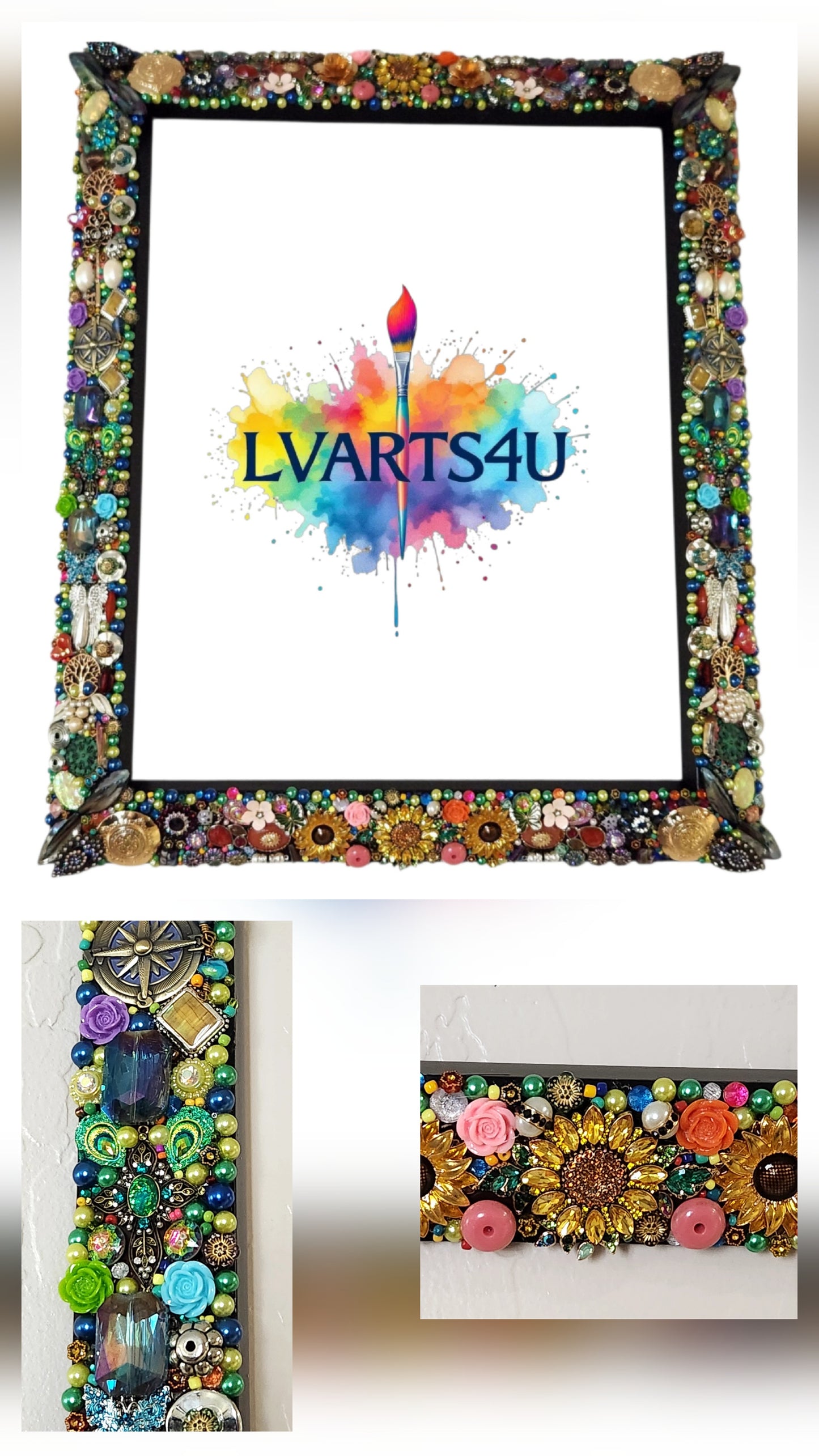 Custom Beaded Portrait Picture Frame