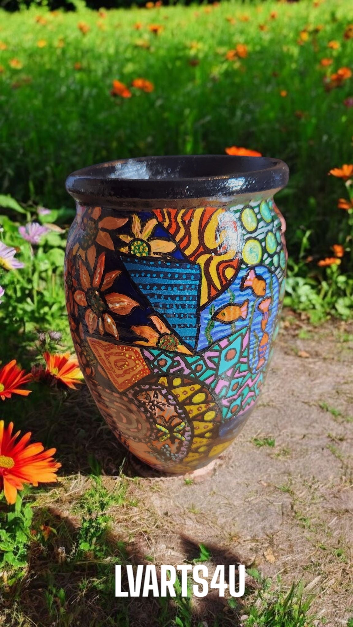 Handpainted Terra Cotta Vase