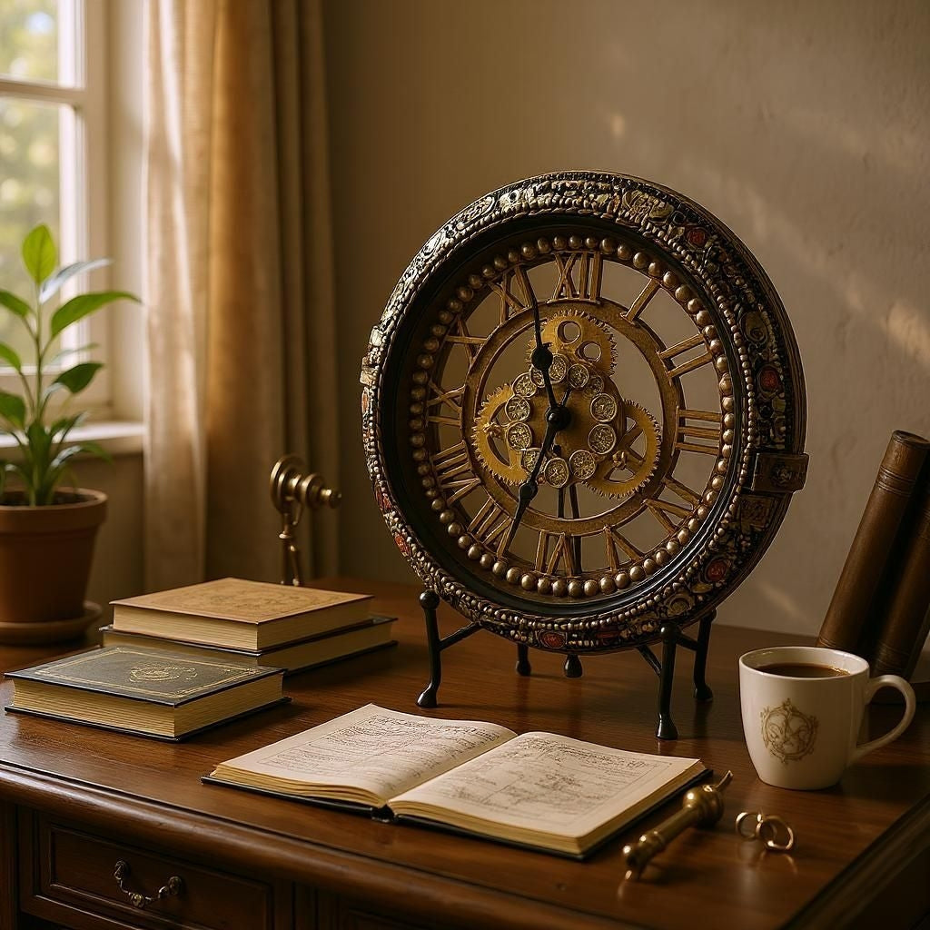 Custom Beaded Steampunk Wall Clock:Rhinestones & Chabochon