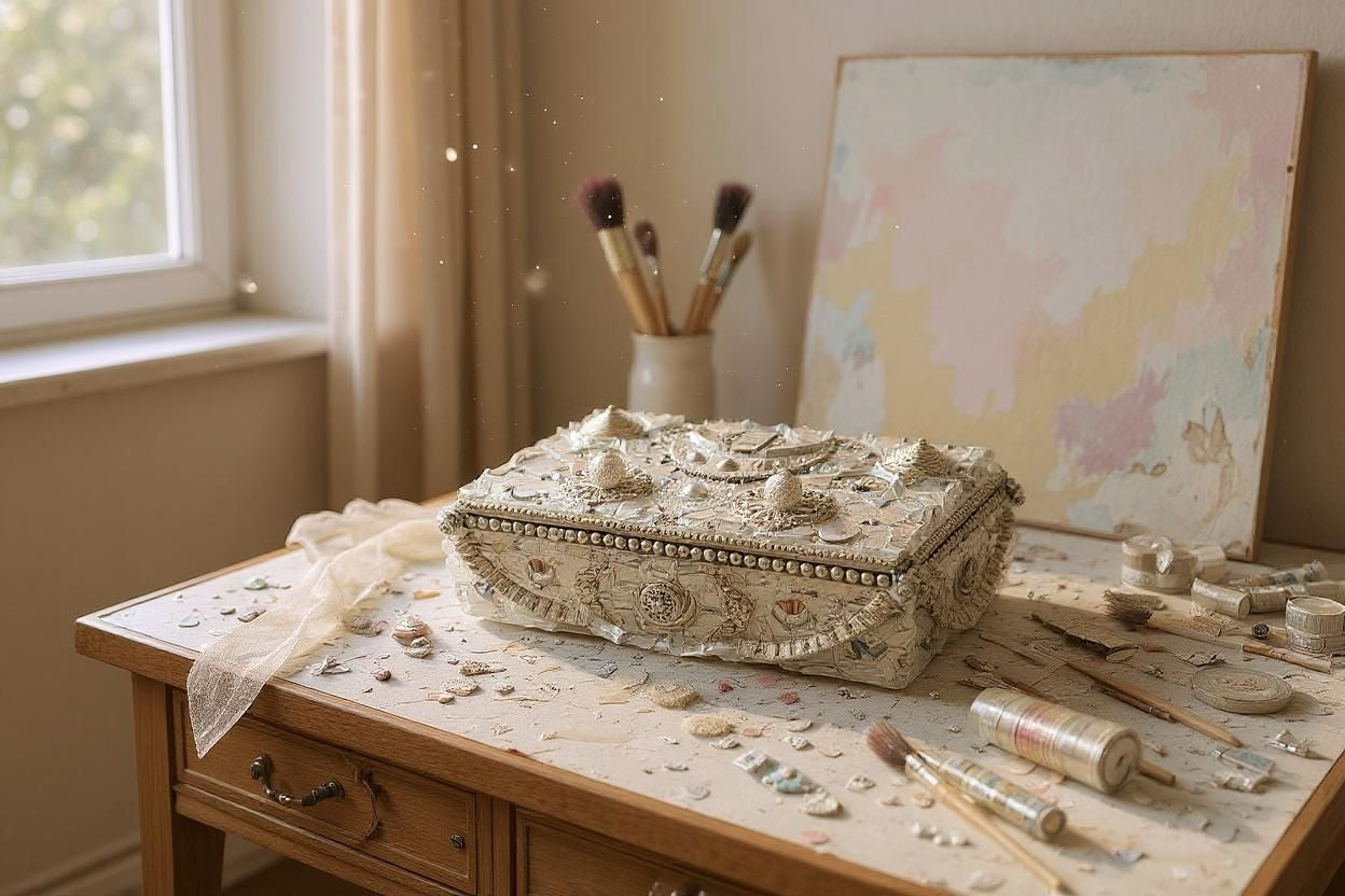 Handpainted Glass Memory Box