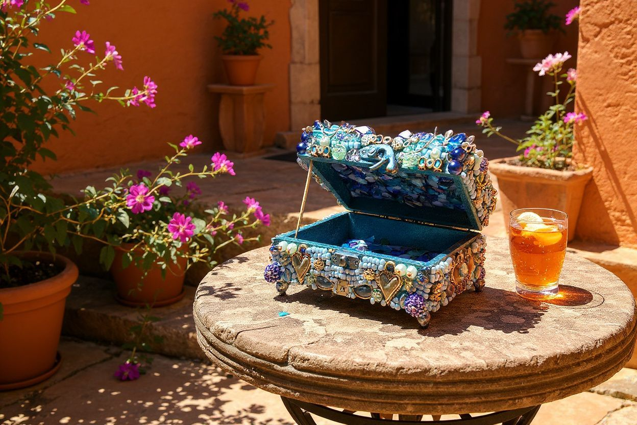 Handpainted  Beaded Memory Box