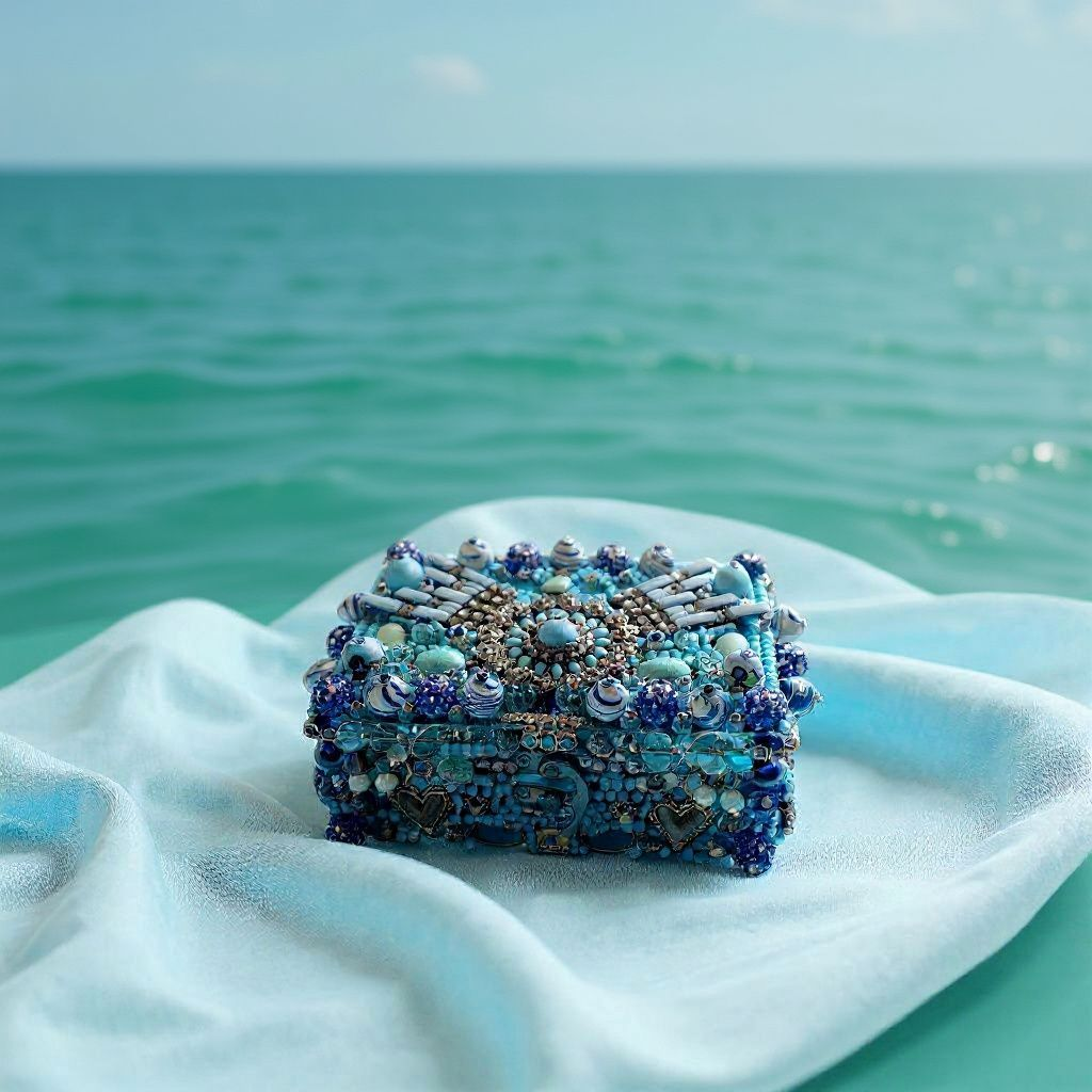 Handpainted  Beaded Memory Box