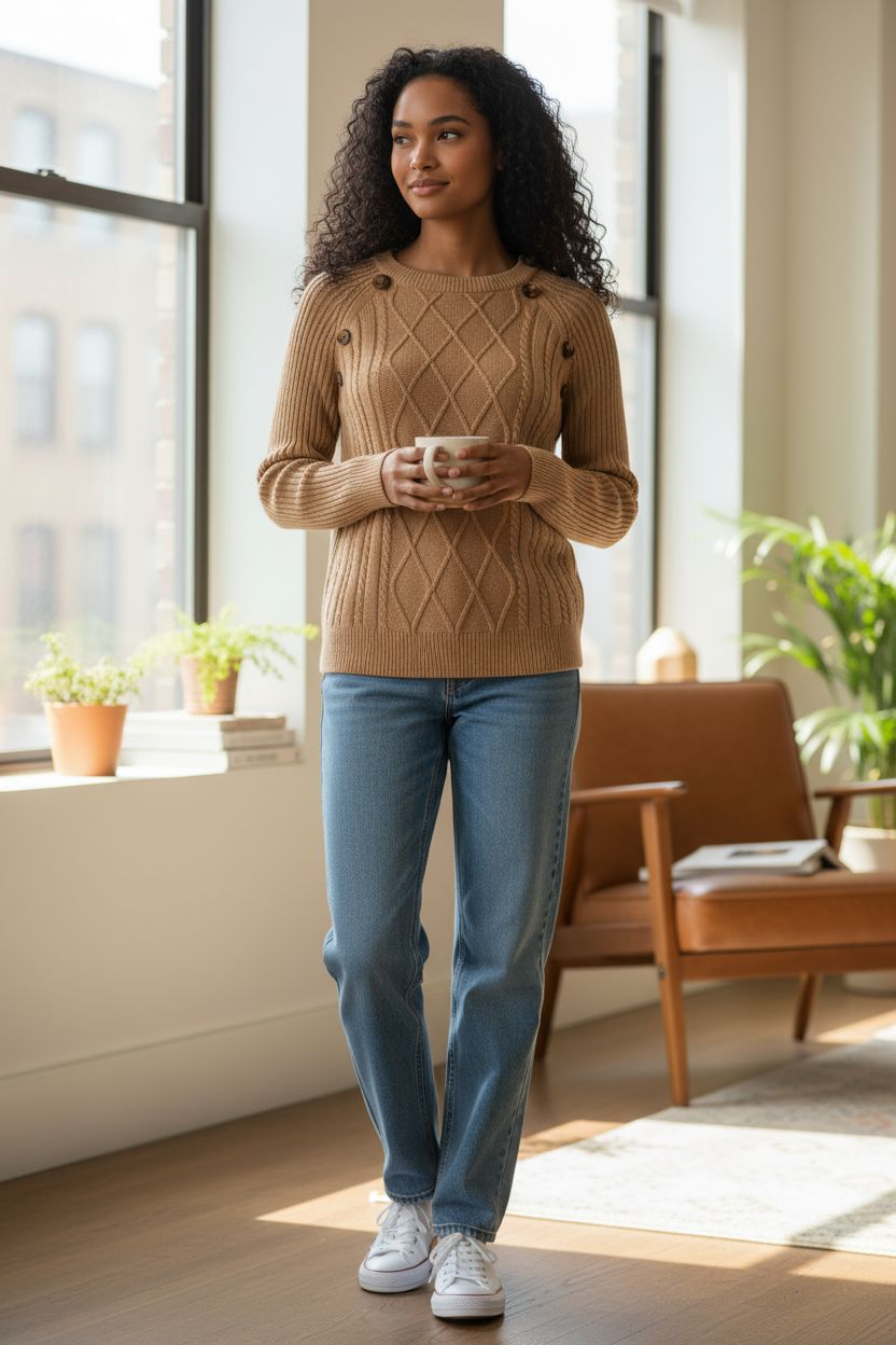 Up-cycled Cable Womens Sweater