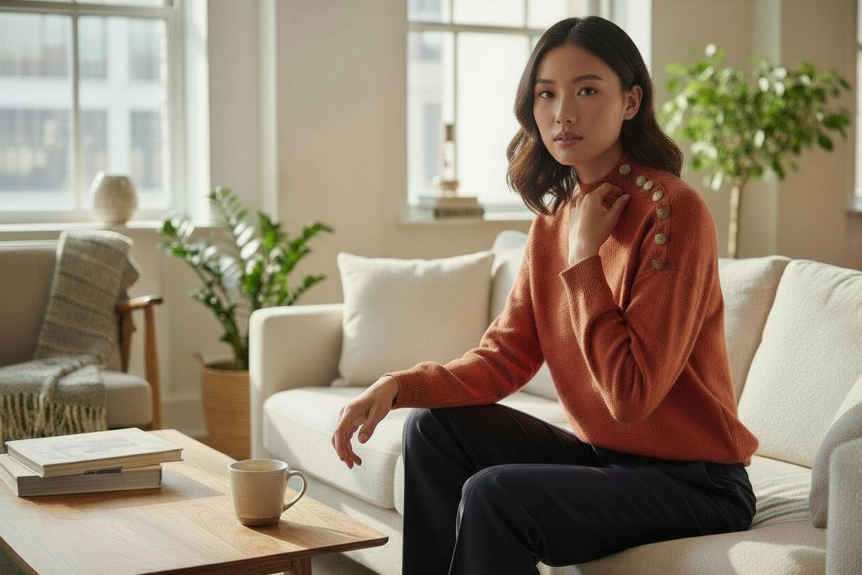 Up-cycled Rust Color Fall Sweater