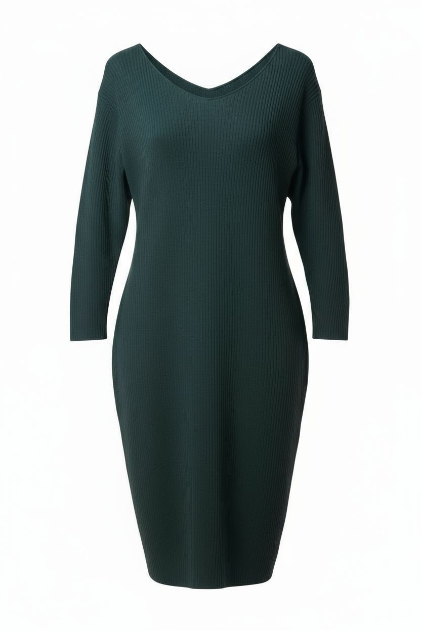 Forest Green Bodycon Midi Fall Dress