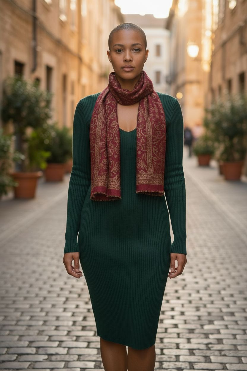 Forest Green Bodycon Midi Fall Dress