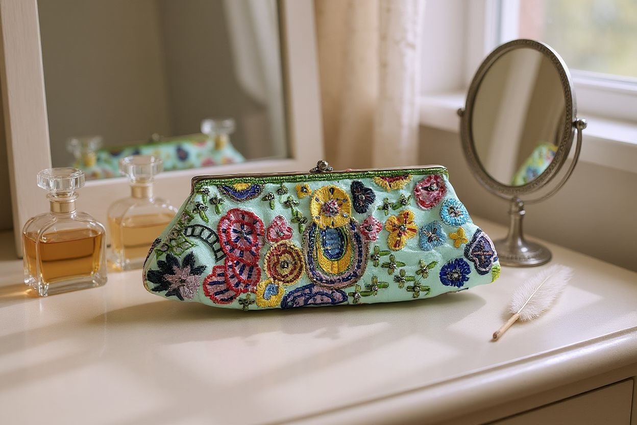 Up-cycled Hand Beaded Silk Clutch Bag