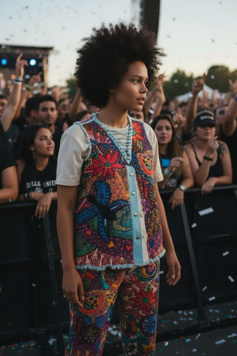 Upcycled HandPainted Denim Vest