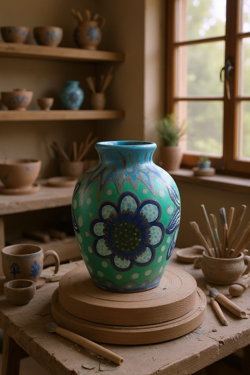Mini-Small Handpainted Terra Cotta Vase