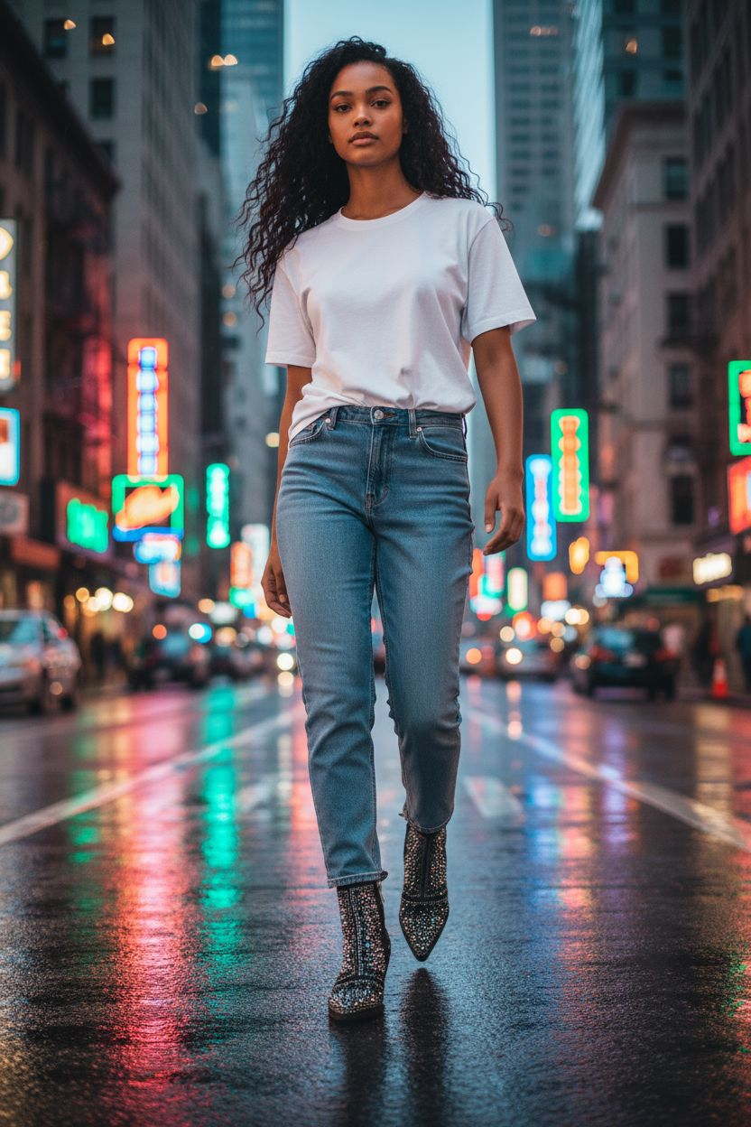 Up-cycled Silver Embellished Ankle Western Boots