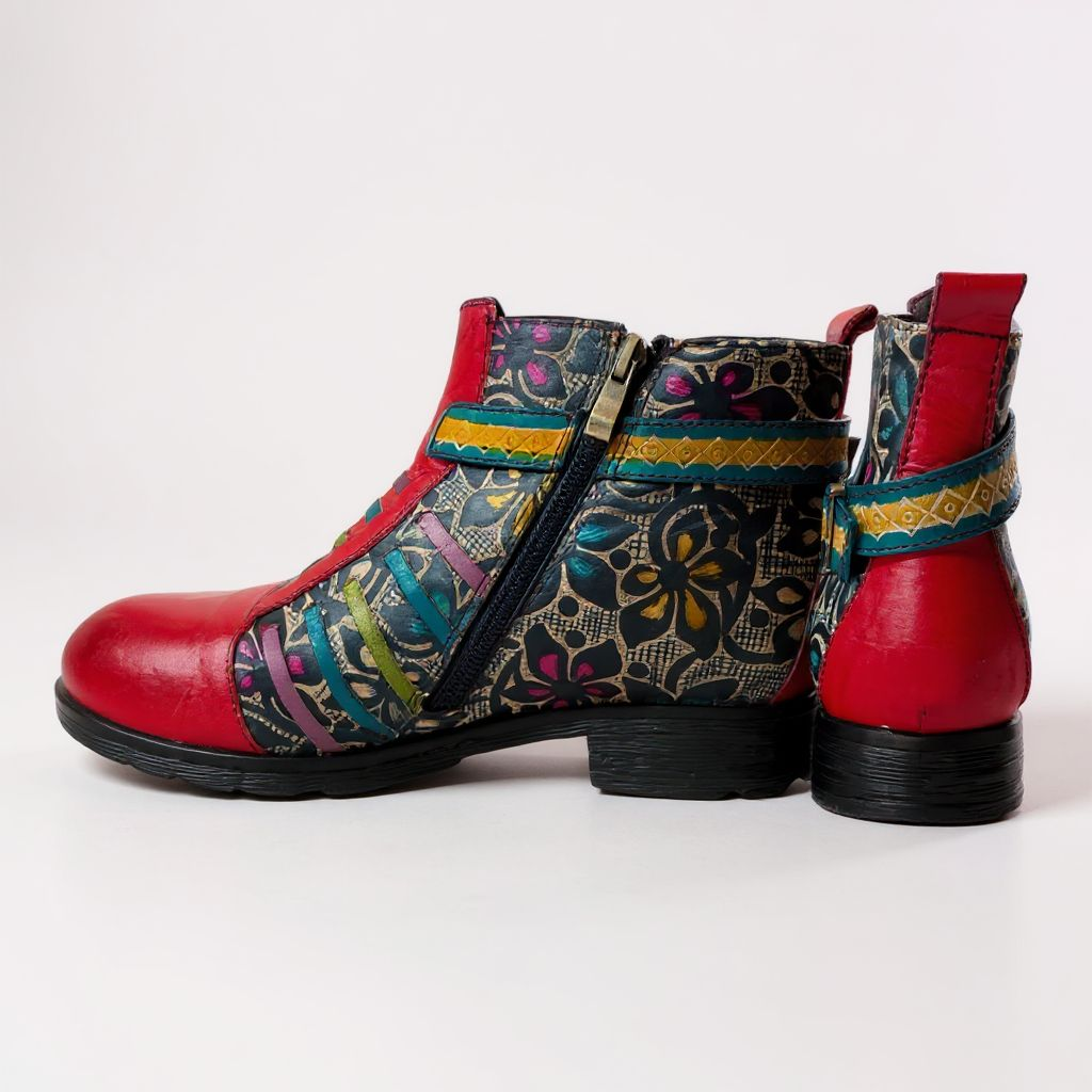 Up-cycled Handpainted Ankle Boots