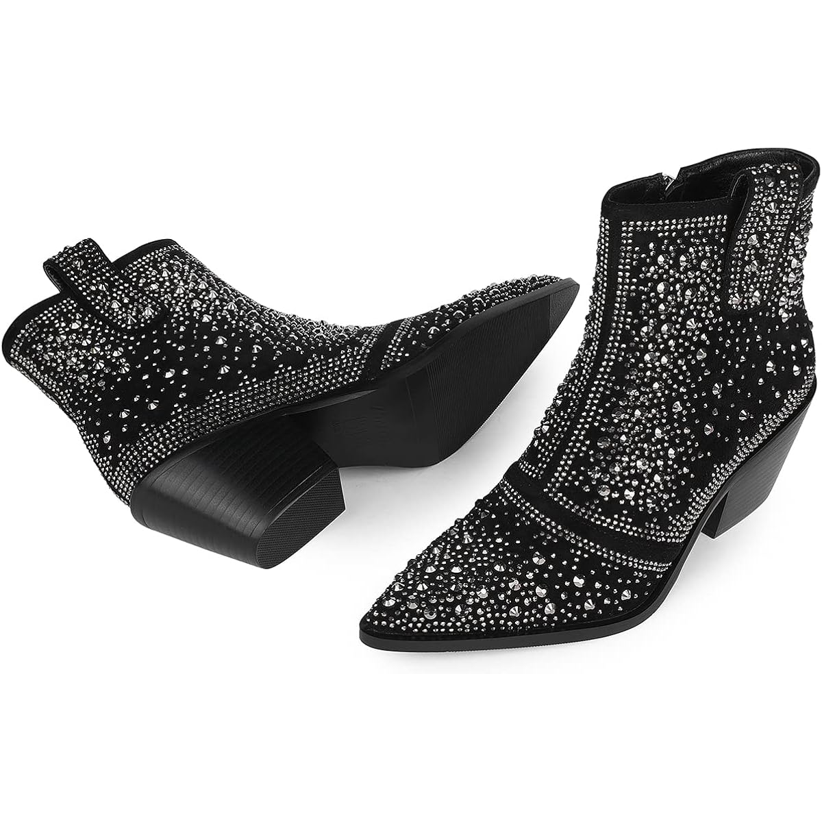 Up-cycled Silver Embellished Ankle Western Boots