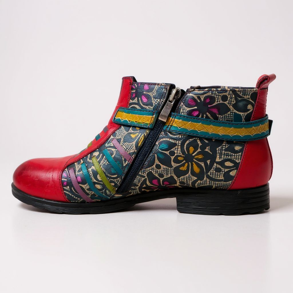 Up-cycled Handpainted Ankle Boots