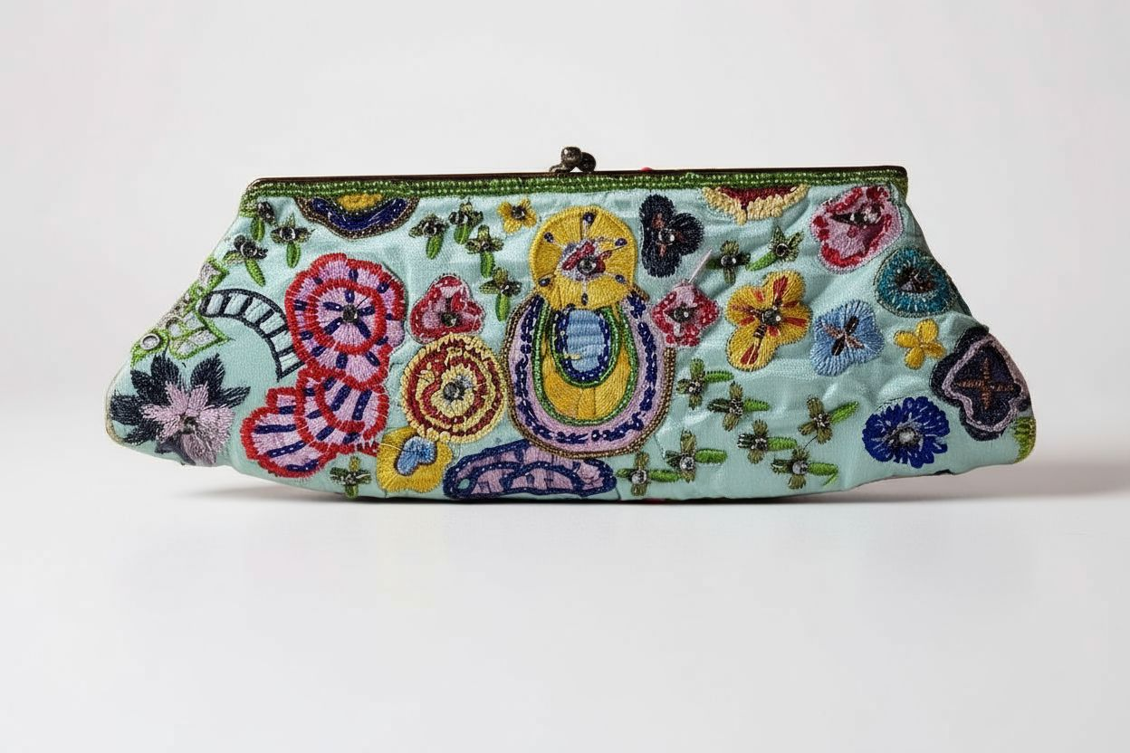 Up-cycled Hand Beaded Silk Clutch Bag