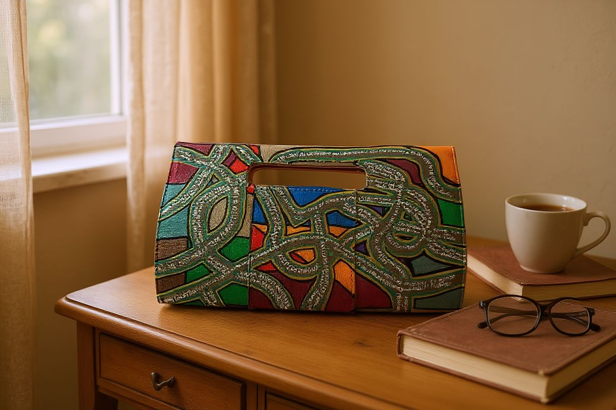 Up-cycled Postive Message Clutch Bag