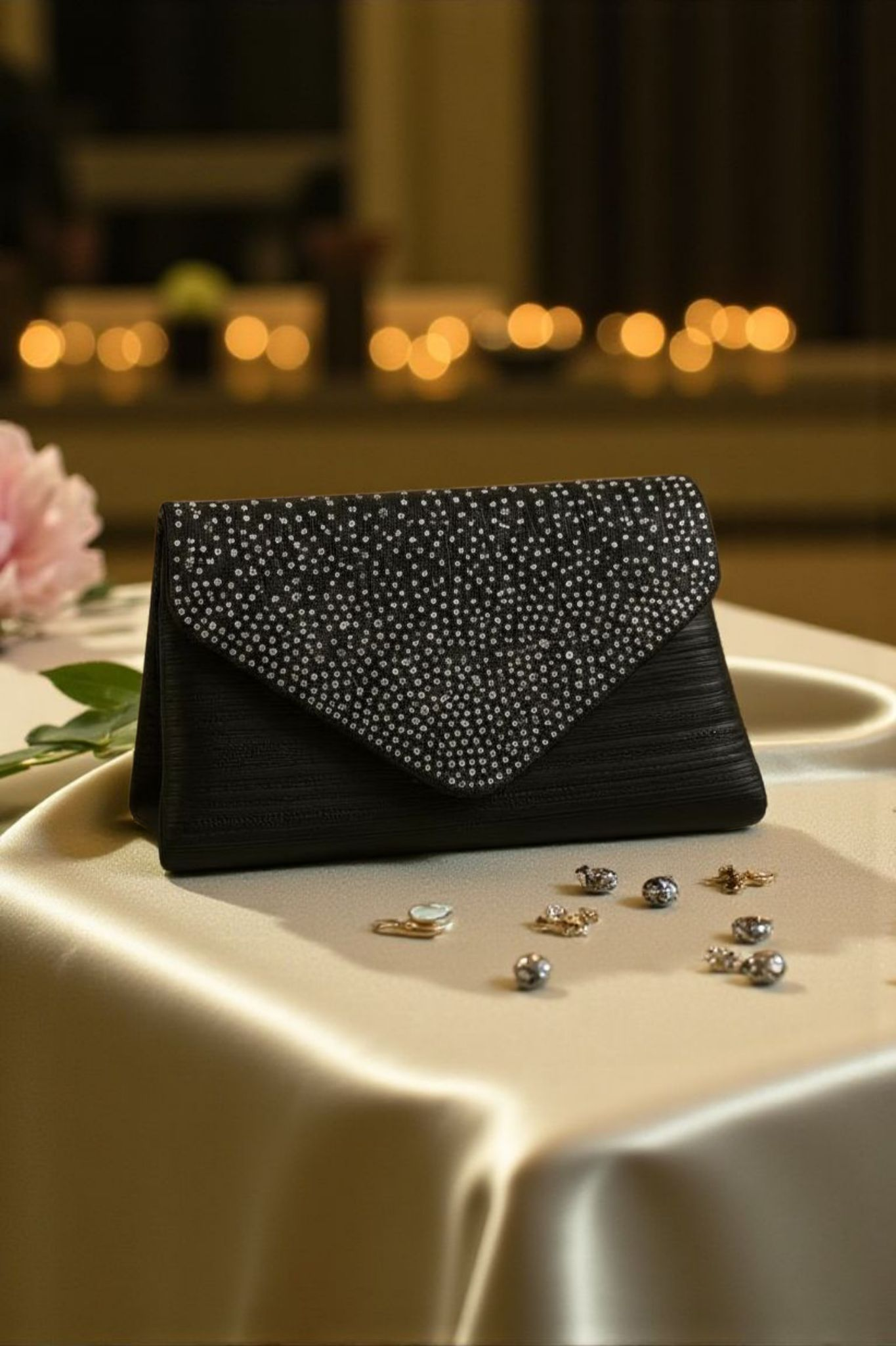 Upcycled Black Beaded Evening Purse