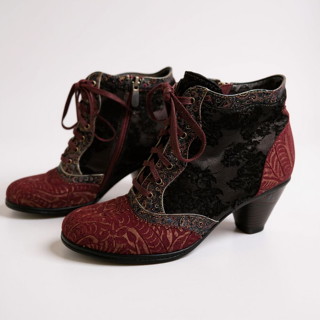 Up-cycled Socofy Genuine leather Retro Ankle Boot