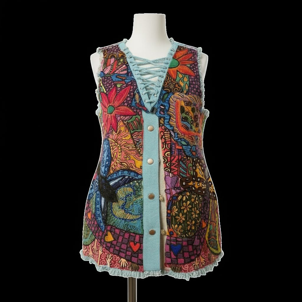 Upcycled HandPainted Denim Vest