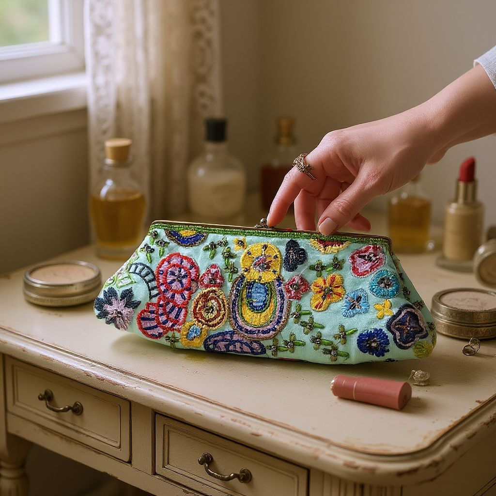 Up-cycled Hand Beaded Silk Clutch Bag