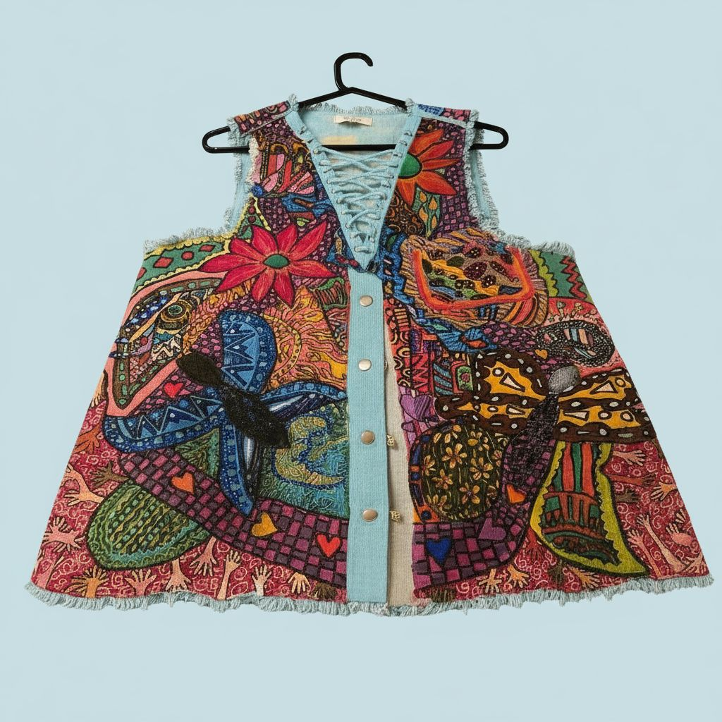 Upcycled HandPainted Denim Vest