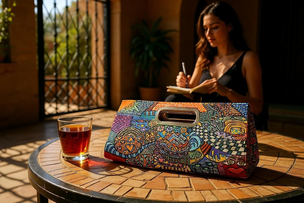 Up-cycled Handpainted Clutch Purse