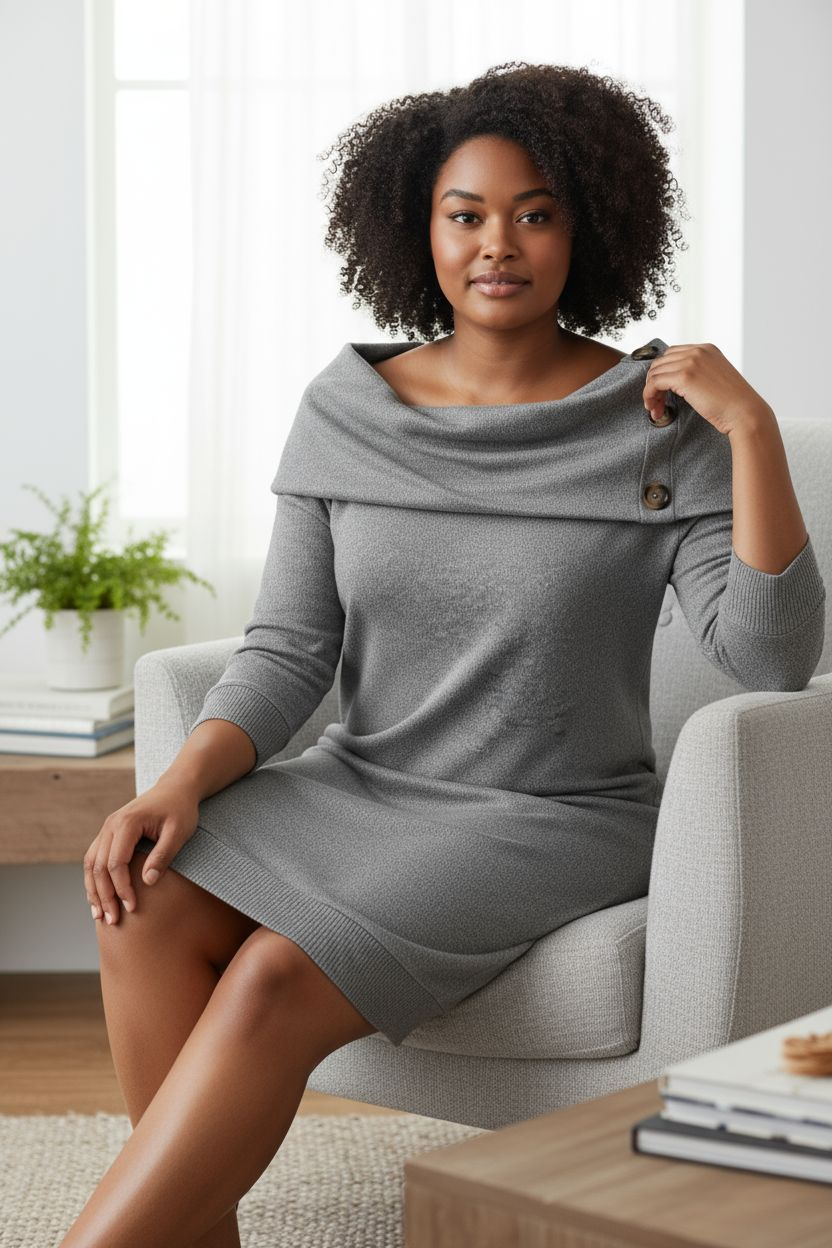 Cute Up-cycled Cowl Neck Dress