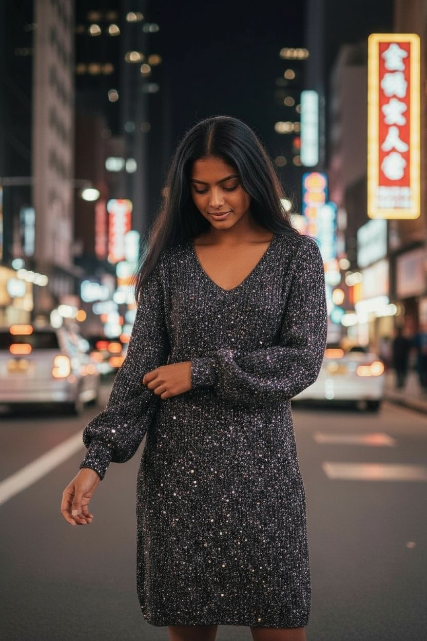 Dark Holiday Green Sweater Dress
