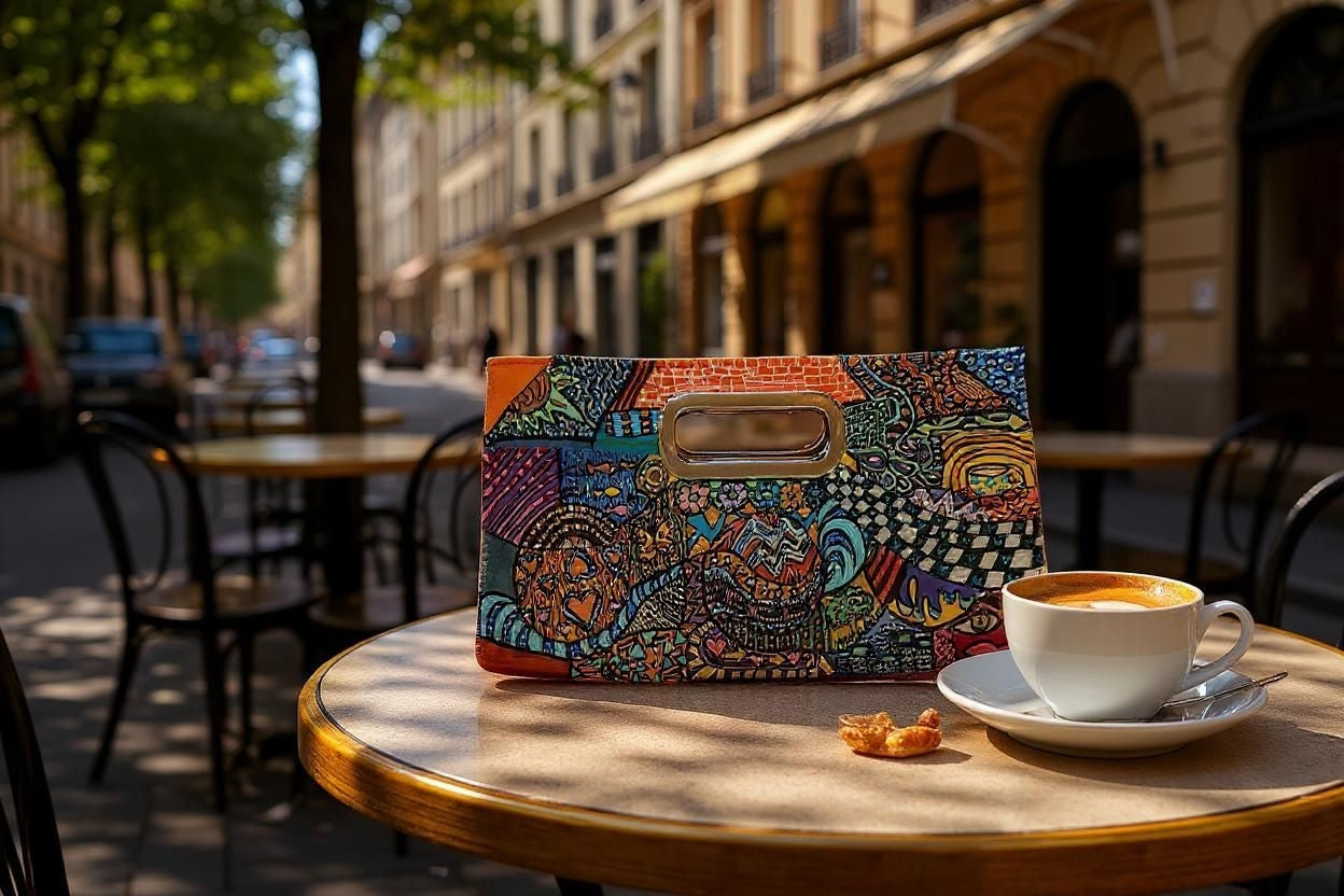 Up-cycled Handpainted Clutch Purse