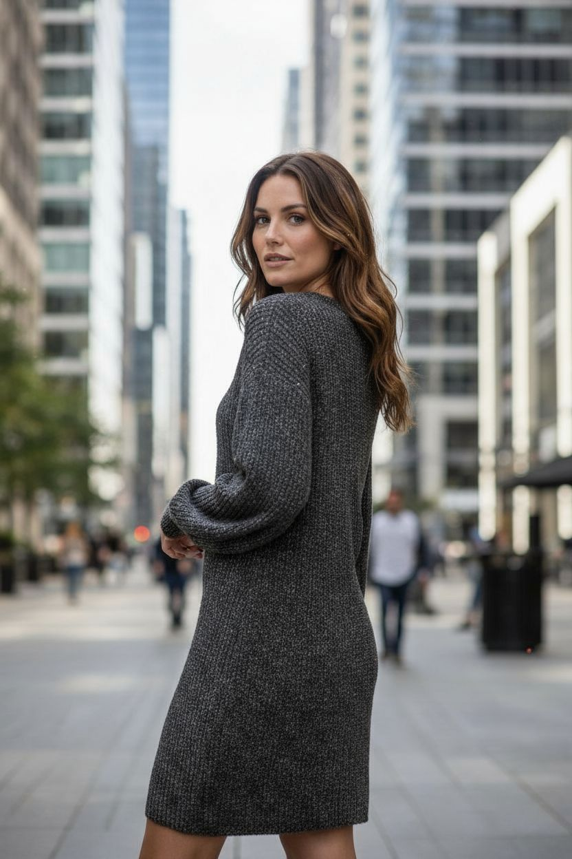 Dark Holiday Green Sweater Dress