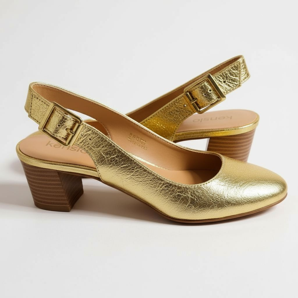 Up-cycled Gold Tone Kenzie Pumps