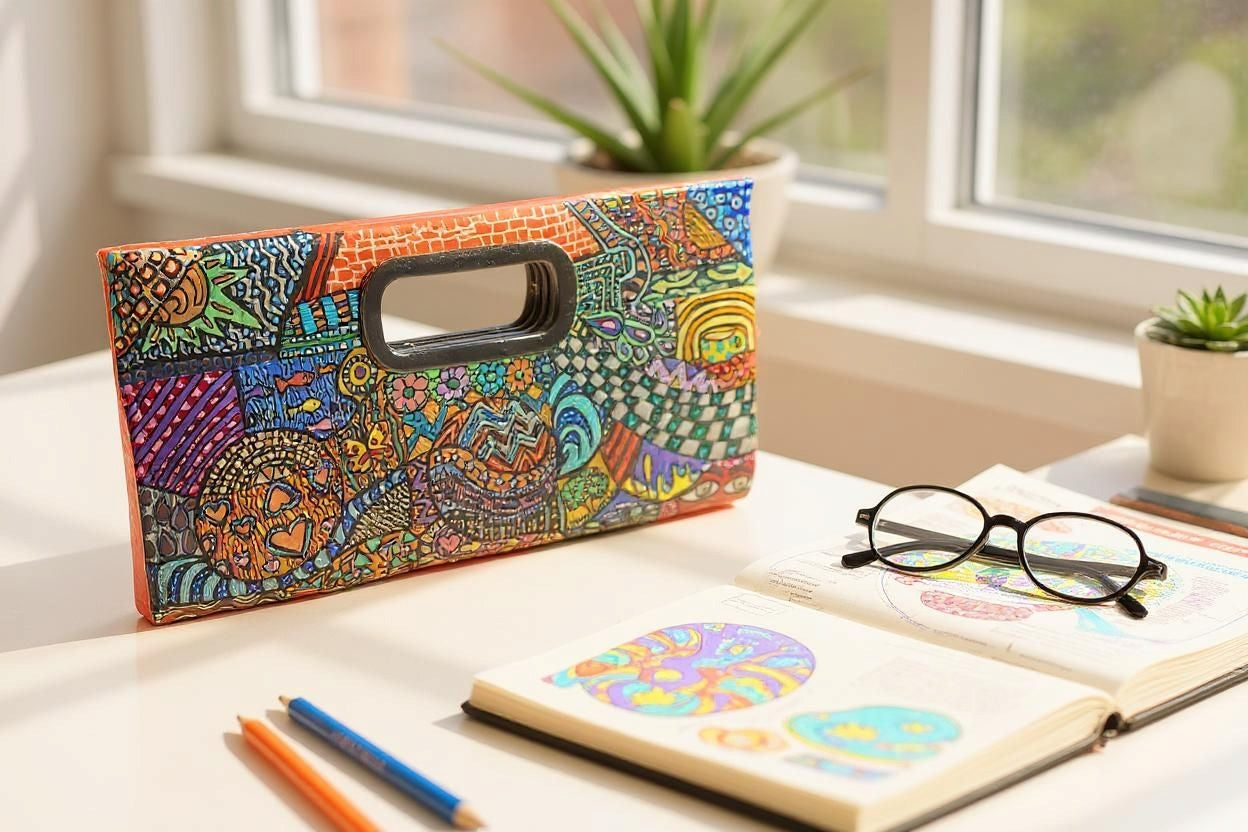 Up-cycled Handpainted Clutch Purse