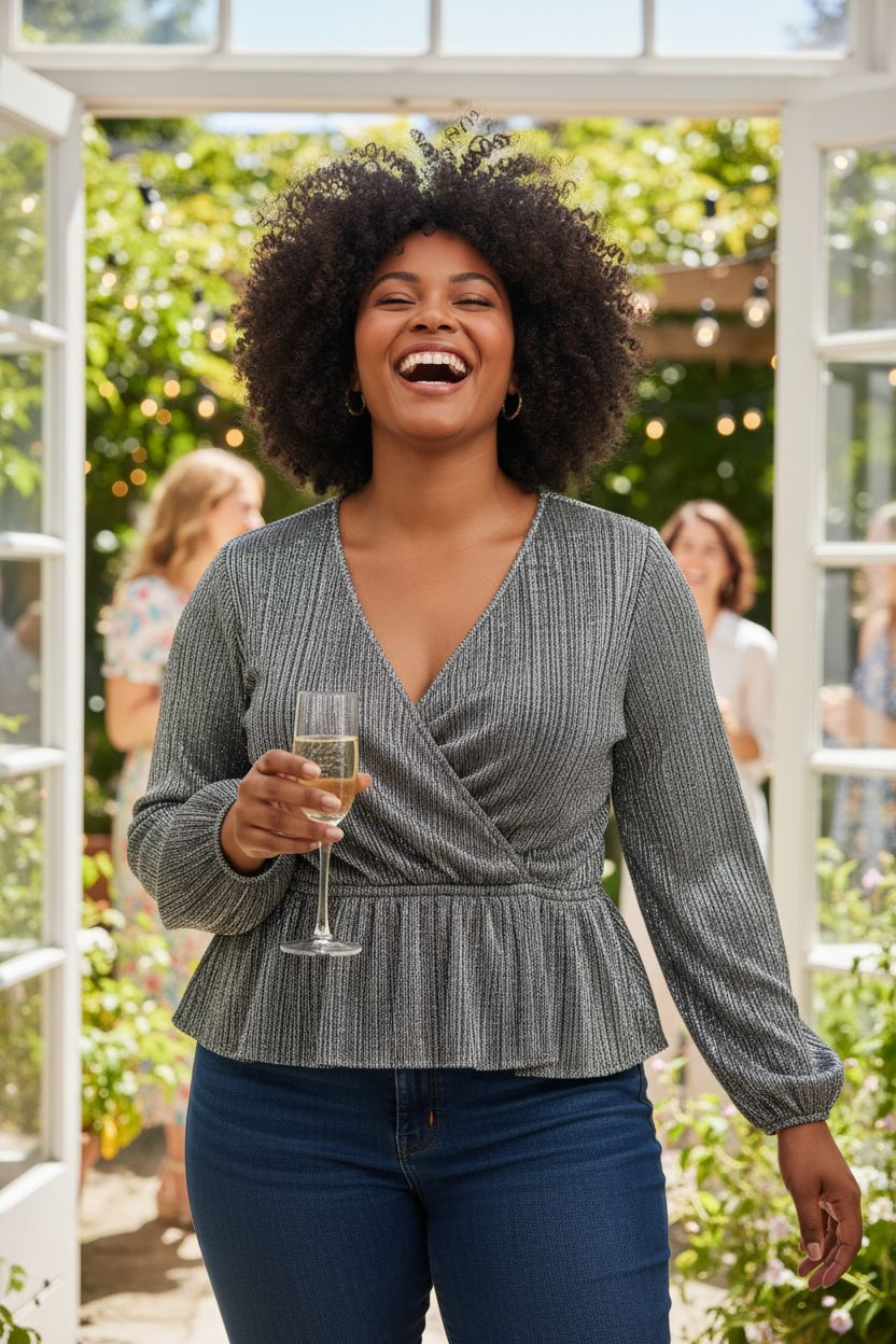 Up-cycled ON 34TH Womens Metallic Blouse