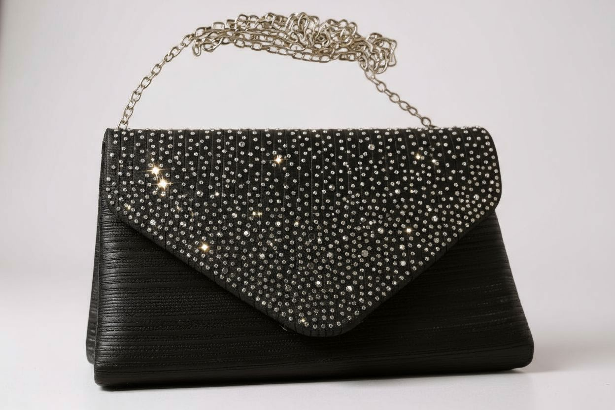 Upcycled Black Beaded Evening Purse